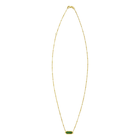 14K Yellow Gold Hexagon Malachite Pendant Necklace Alba Luxe