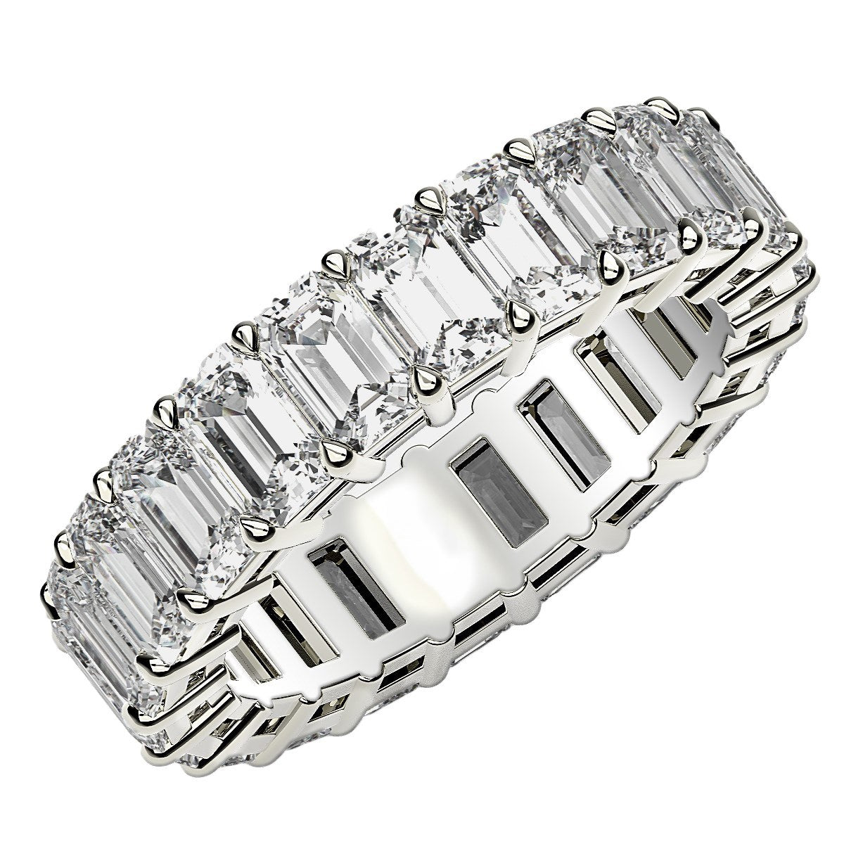 Emerald Cut Lab Grown Diamond Eternity Ring in 14k White Gold (6 cttw FG/VS2) Alba Luxe