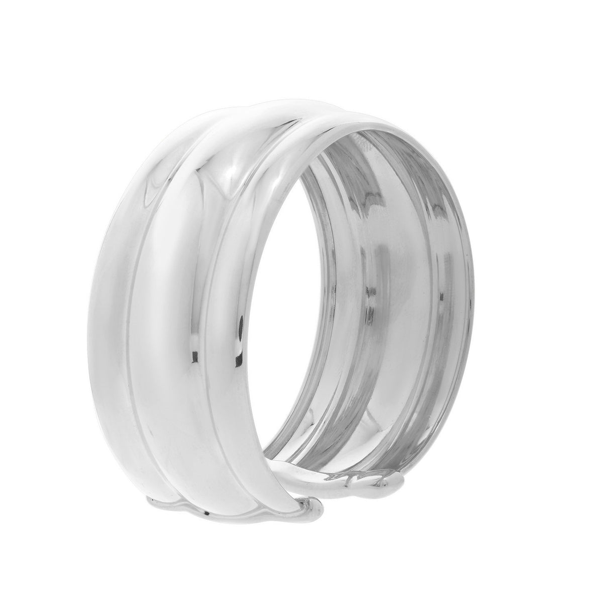 Sterling Silver Rhodium Plated Bold Ribbed Cuff Bangle (25.00 mm) Alba Luxe