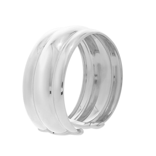 Sterling Silver Rhodium Plated Bold Ribbed Cuff Bangle (25.00 mm) Alba Luxe
