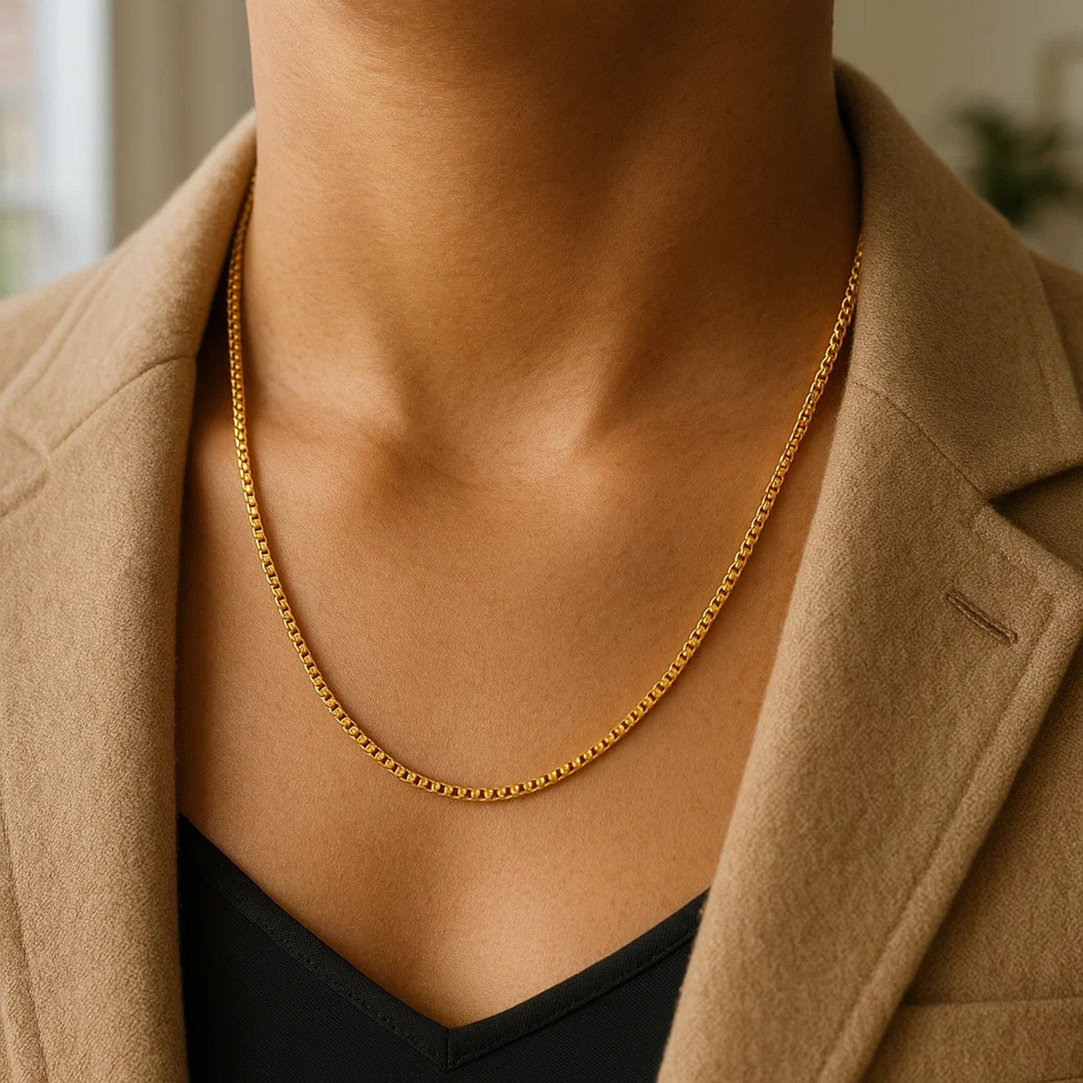 14k Yellow Gold Solid Round Box Chain (1.6 mm) Alba Luxe