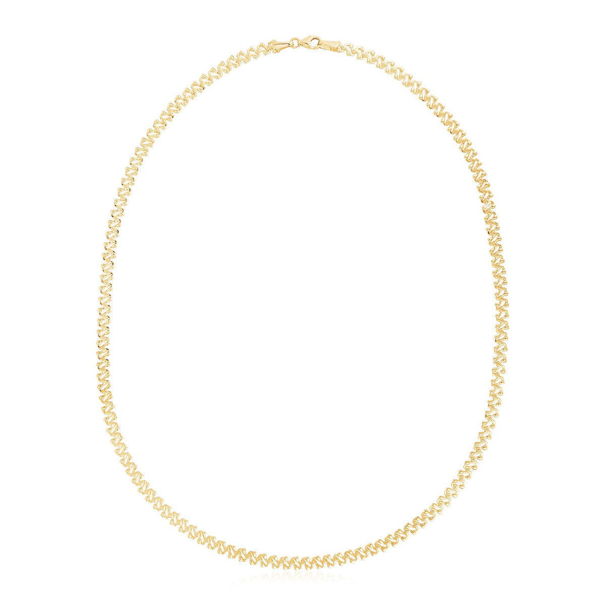14k Yellow Gold High Polish The Textured Fancy Chain Necklace (4mm) Alba Luxe