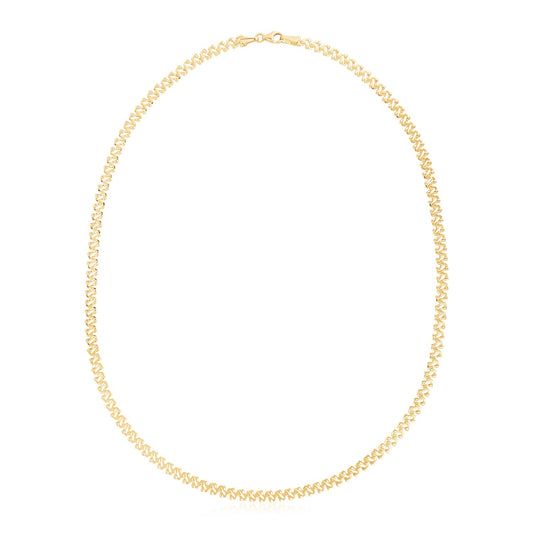 14k Yellow Gold High Polish The Textured Fancy Chain Necklace (4mm) Alba Luxe