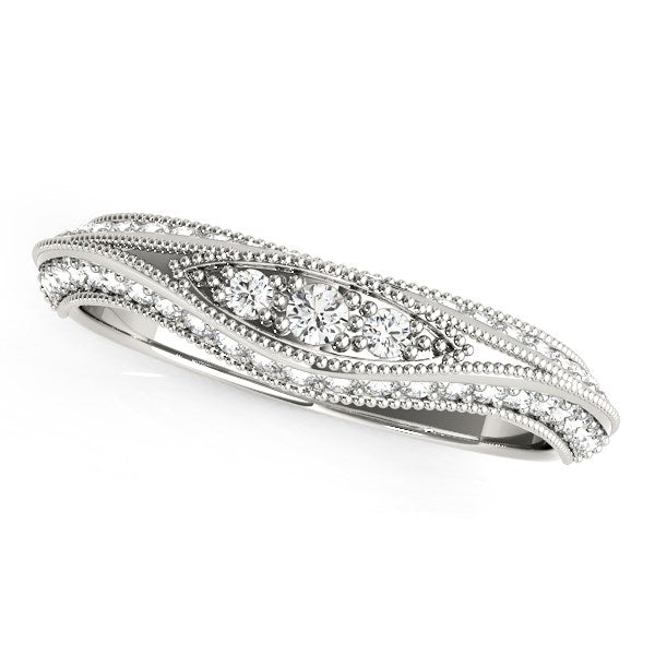 14k White Gold Curved Antique Style Diamond Wedding Ring (1/3 cttw) Alba Luxe