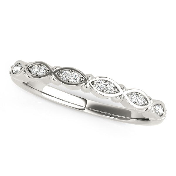 14k White Gold Unique Infinity Design Diamond Wedding Band (1/10 cttw) Alba Luxe
