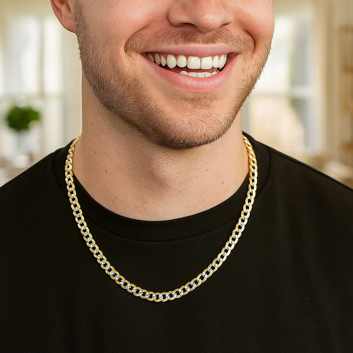 14k Two Tone Gold Pave Curb Chain (3.60 mm) Alba Luxe