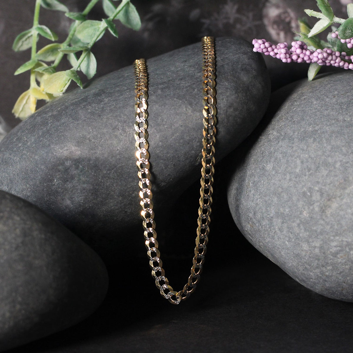 14k Two Tone Gold Pave Curb Chain (3.60 mm) Alba Luxe