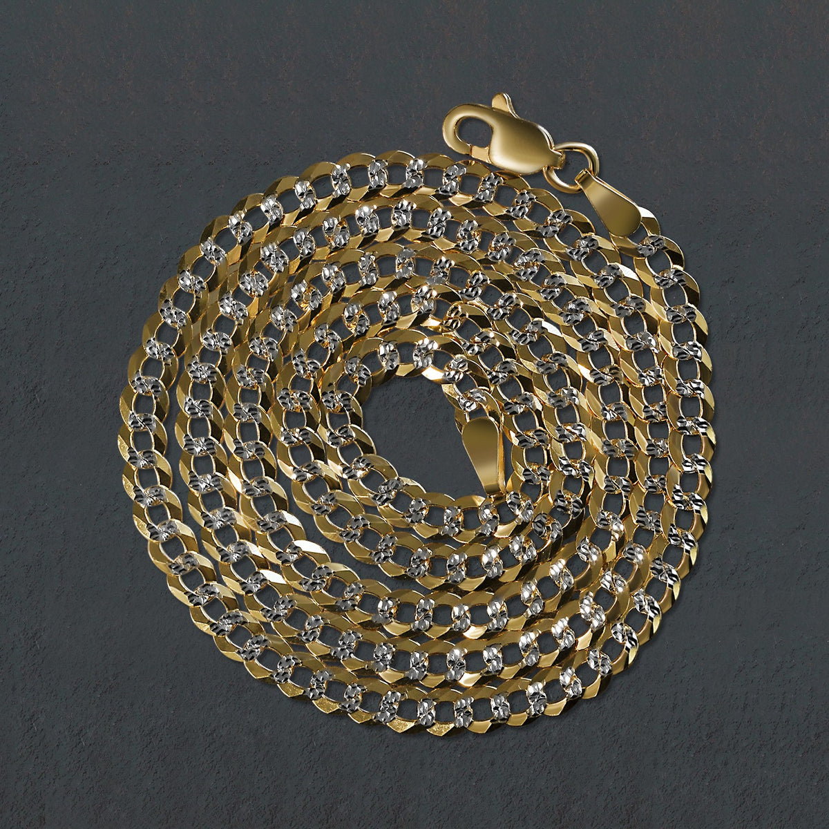14k Two Tone Gold Pave Curb Chain (3.60 mm) Alba Luxe