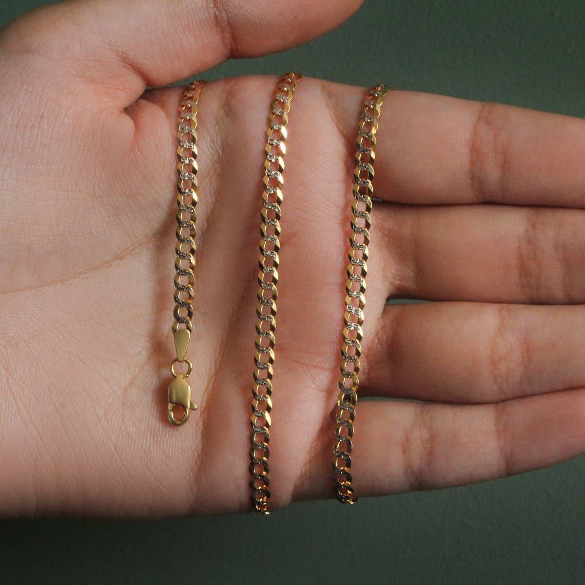 14k Two Tone Gold Pave Curb Chain (3.60 mm) Alba Luxe