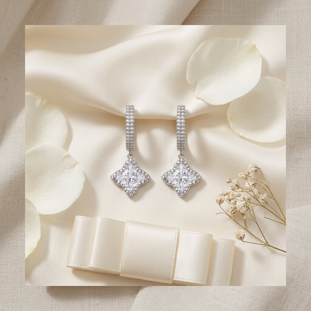 Diamond Dangle Huggies by AlbaLuxe AlbaLuxe