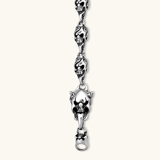 Sterling Silver Scrollwork Skull Link Bracelet by AlbaLuxe AlbaLuxe