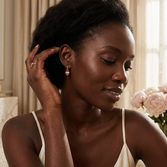 Sunburst Heart Huggie Earrings by AlbaLuxe AlbaLuxe