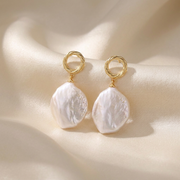 Gold Vermeil Pearl Glow Drop Earrings by AlbaLuxe AlbaLuxe