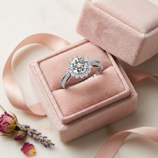 Stellar Halo Moissanite Ring by AlbaLuxe AlbaLuxe